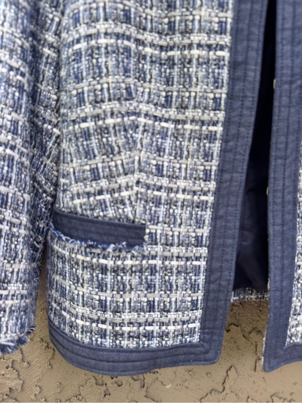 Talbots Chambray Trim Tweed Jacket Size 14 - Picture 5 of 15